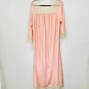 Vintage Jill Andrea of New York Full Length Pink Gown Lace Accents SZ Small